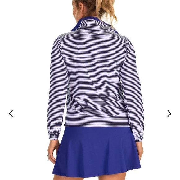 NWT Duffield lane blue pinstripe 1/4 zip TORY. Quarter zip. UPF 50+ - Picture 6 of 6